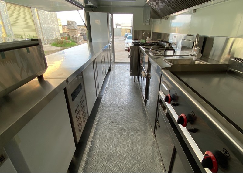 the inside of the mobile kitchen trailers
